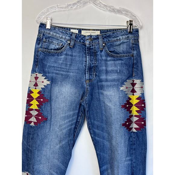 Vintage Miss Me Women 28 Blue Boyfriend Embroidered Button Fly Hippie Boho Jeans - Picture 12 of 12
